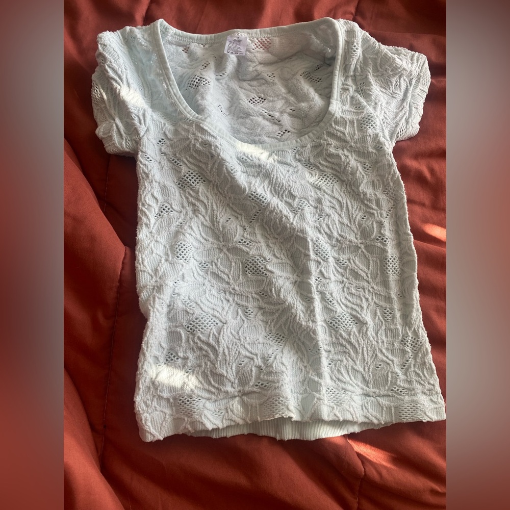 White Lace Short Sleeve Top